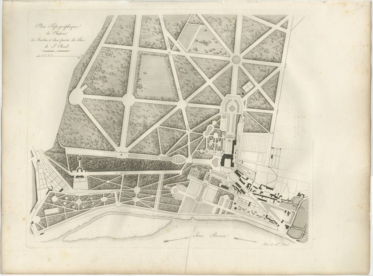 Plan of the Château and Gardens of Saint-Cloud by Baltard, Paris, 1803
