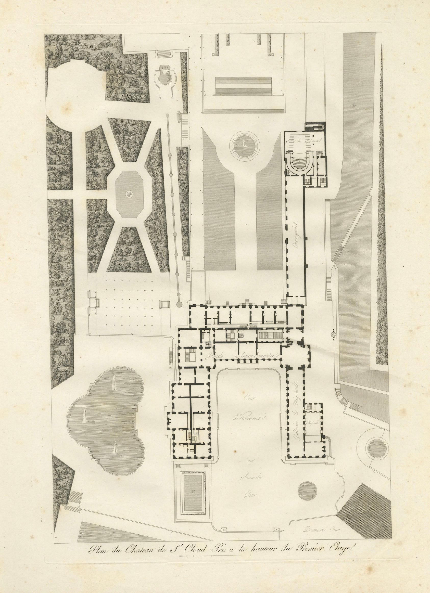 Plan of the Château de Saint-Cloud First Floor by Baltard, Paris, 1803