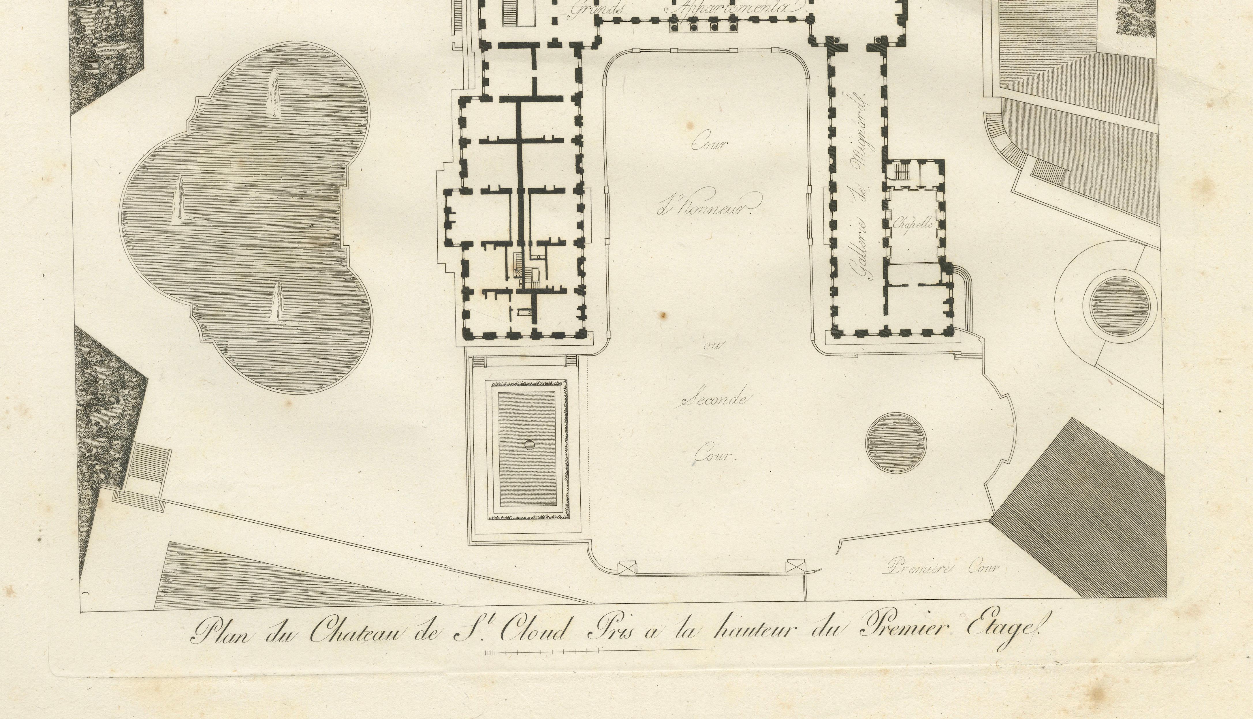 Plan of the Château de Saint-Cloud First Floor by Baltard, Paris, 1803