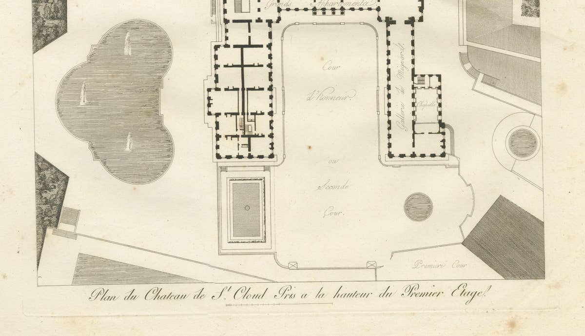 Plan of the Château de Saint-Cloud First Floor by Baltard, Paris, 1803