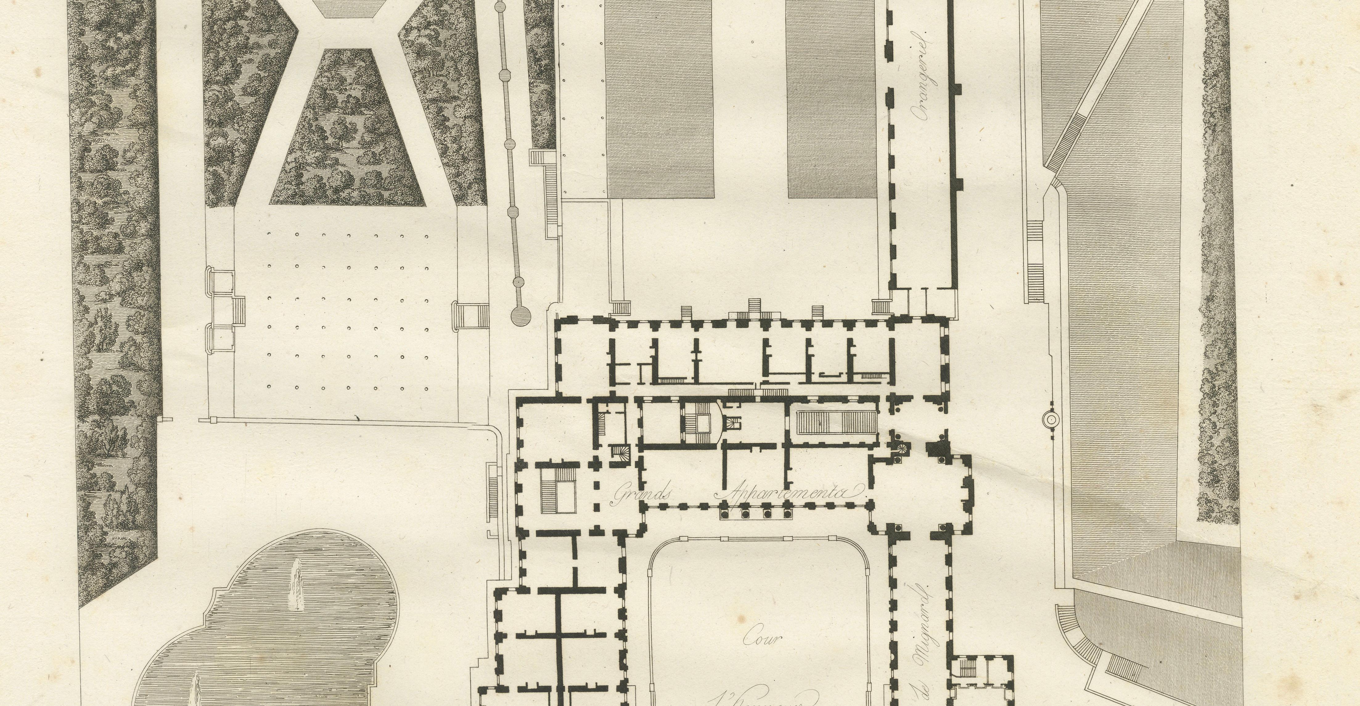Plan of the Château de Saint-Cloud First Floor by Baltard, Paris, 1803