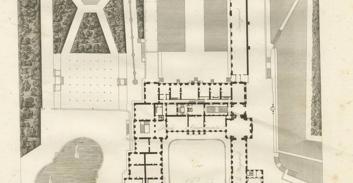 Plan of the Château de Saint-Cloud First Floor by Baltard, Paris, 1803