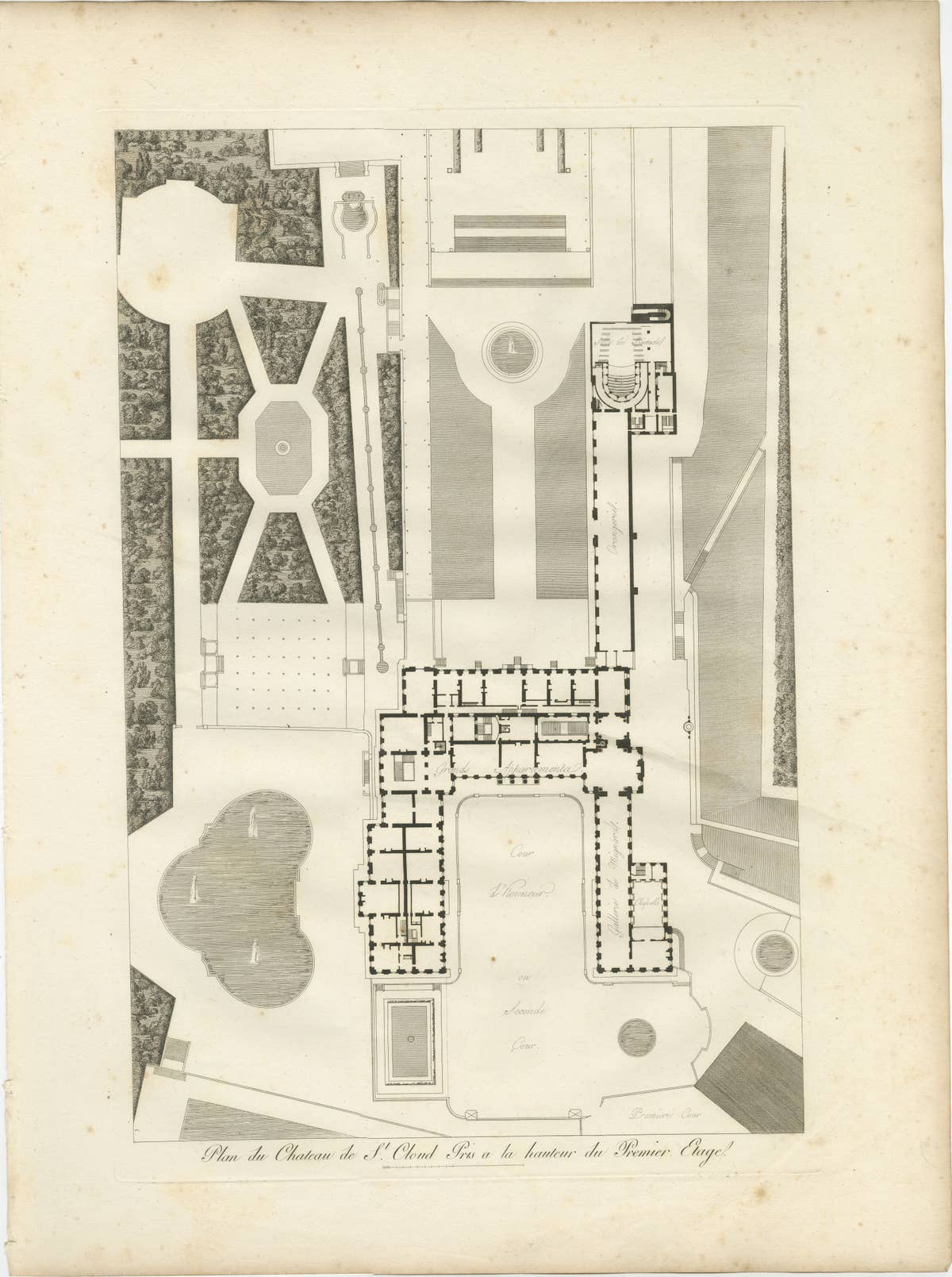 Plan of the Château de Saint-Cloud First Floor by Baltard, Paris, 1803