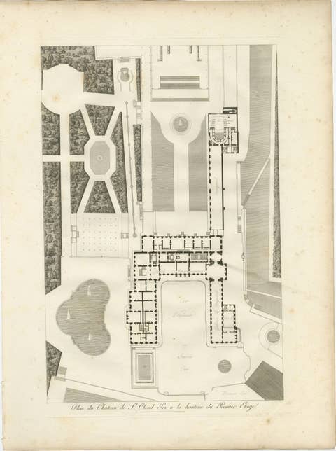 Plan of the Château de Saint-Cloud First Floor by Baltard, Paris, 1803