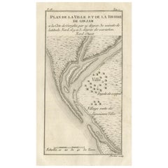 Plan de la ville et de la rivière de Ganjam, Inde - Antique French Map by Portier 1790