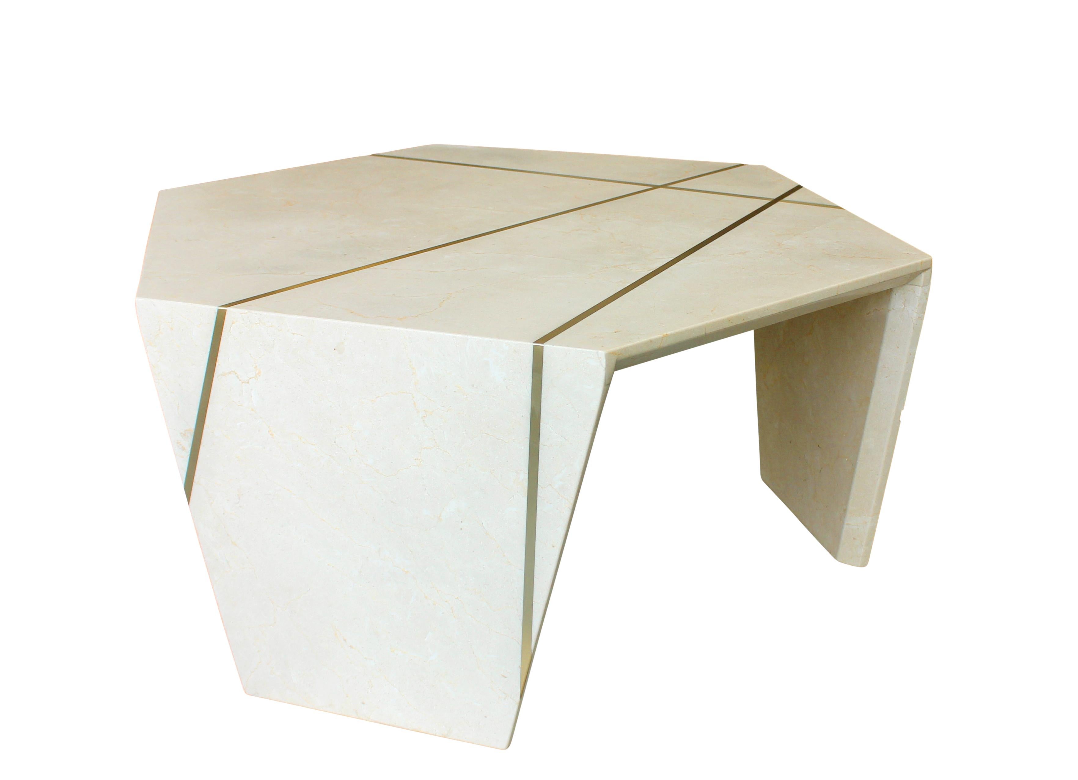 Planar Sculptural Cocktail in Crema Marfil Marble For Sale at 1stDibs ...