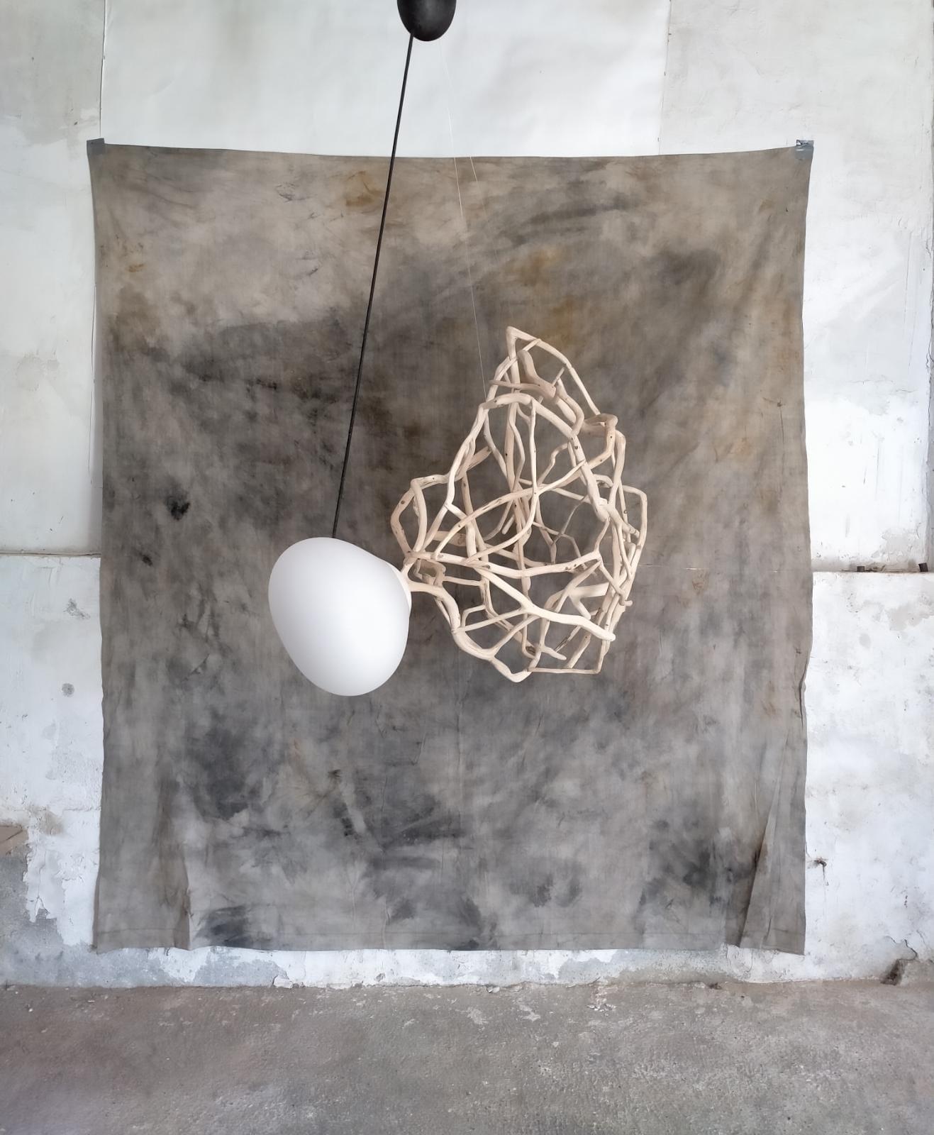 French Planck Marseille Sculpted Lighting Pendant by Jérôme Pereira For Sale