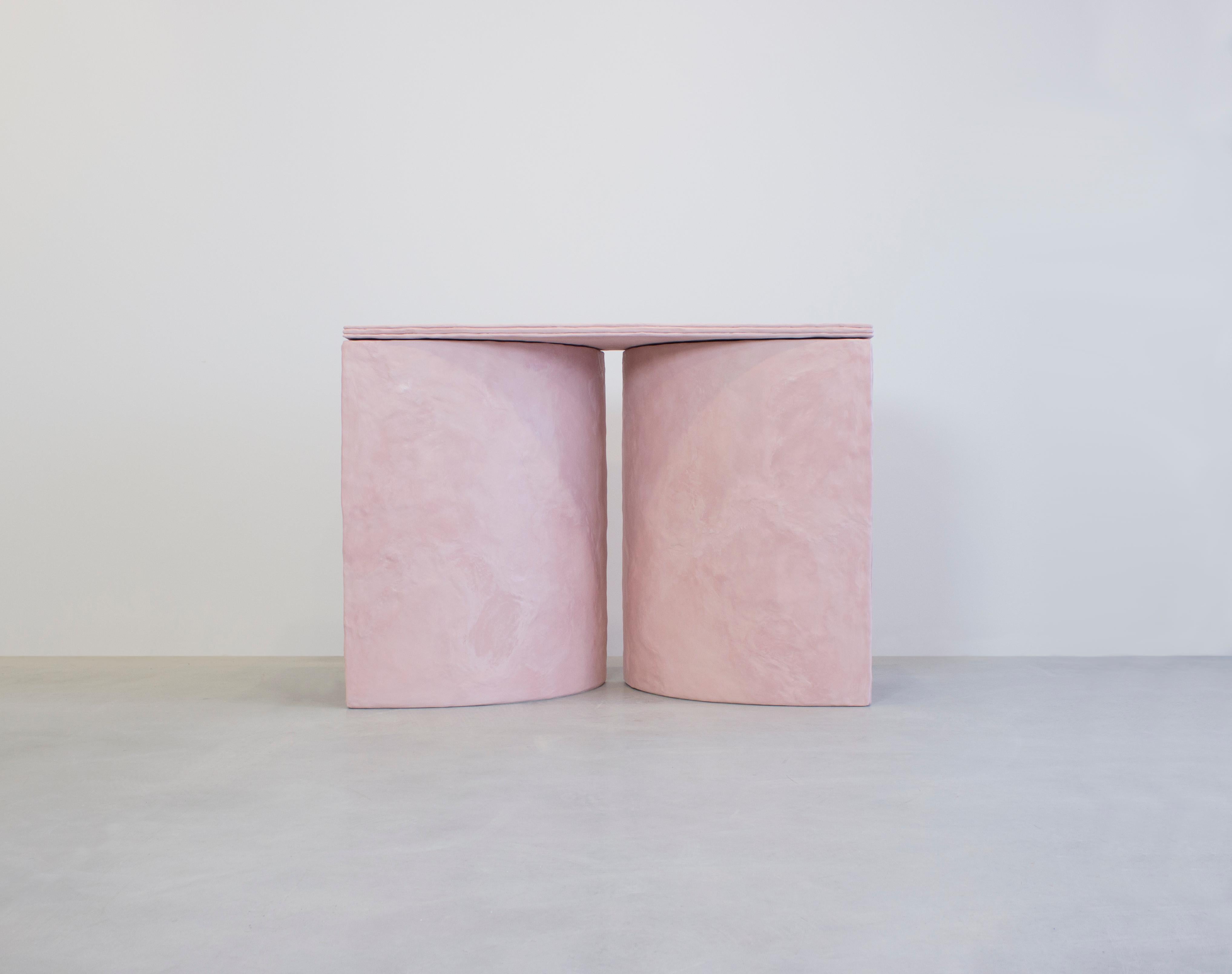 Hand-Crafted PLANE Console/Console Table Pink Cement by Bailey Fontaine REPby Tuleste Factory For Sale