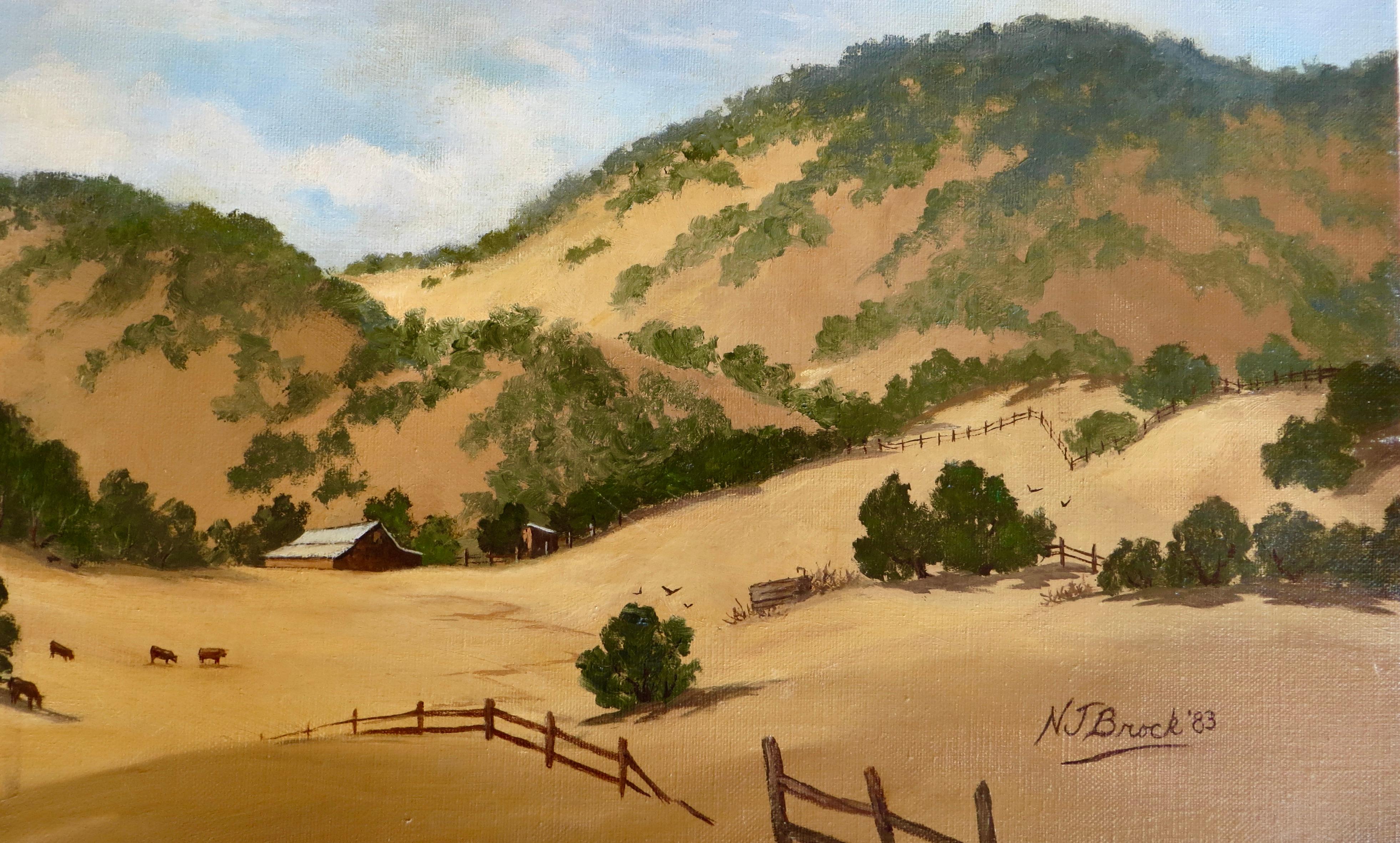 “California School” oil on canvas painting; with subject matter being 