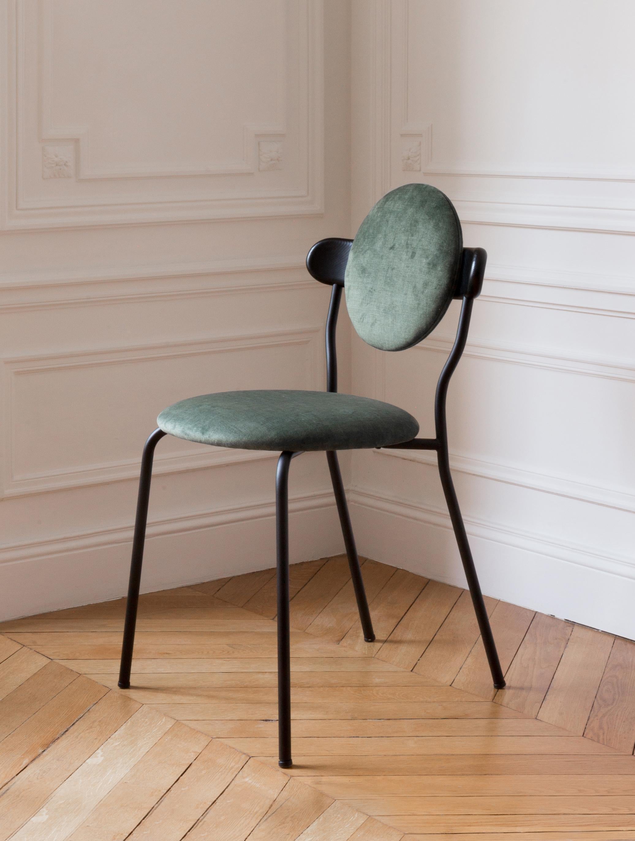 Metal Planet Chair - Fabric from Lelièvre by Jean-Baptiste Souletie for La Chance For Sale