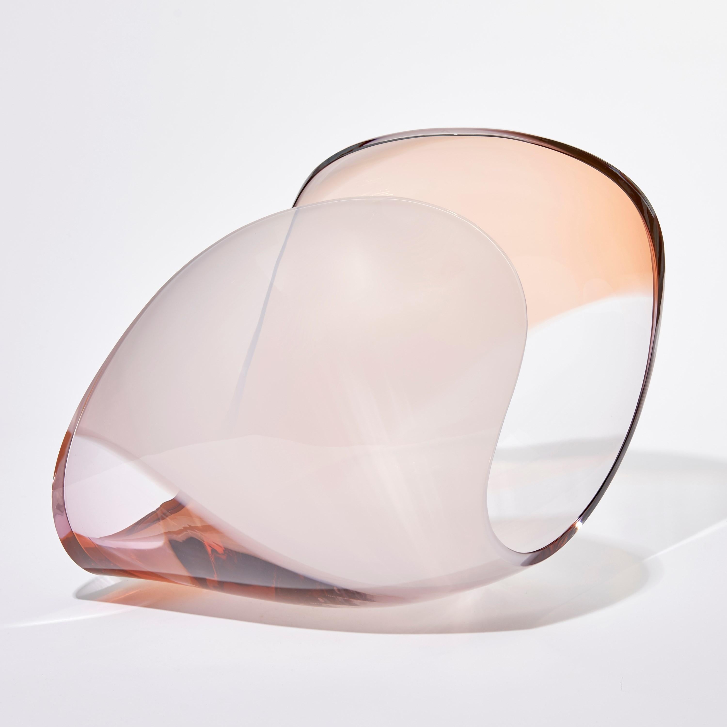 Organic Modern Planet in Amber & Pink a Unique Glass Sculpture & Centrepiece by Lena Bergström