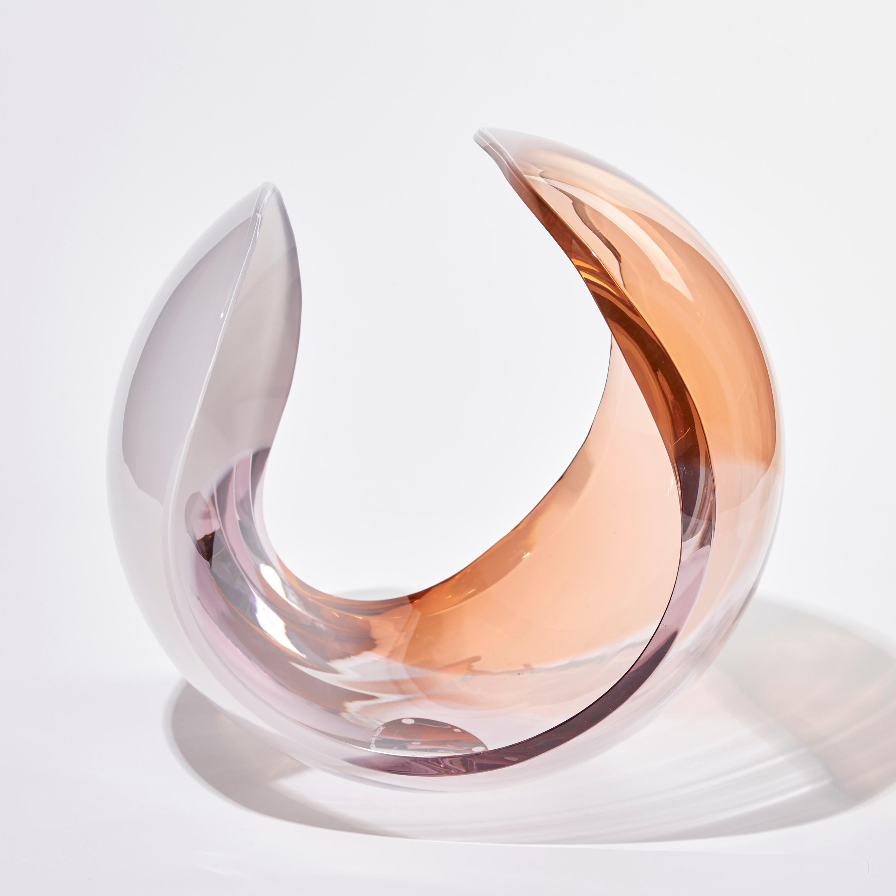 Swedish Planet in Amber & Pink a Unique Glass Sculpture & Centrepiece by Lena Bergström