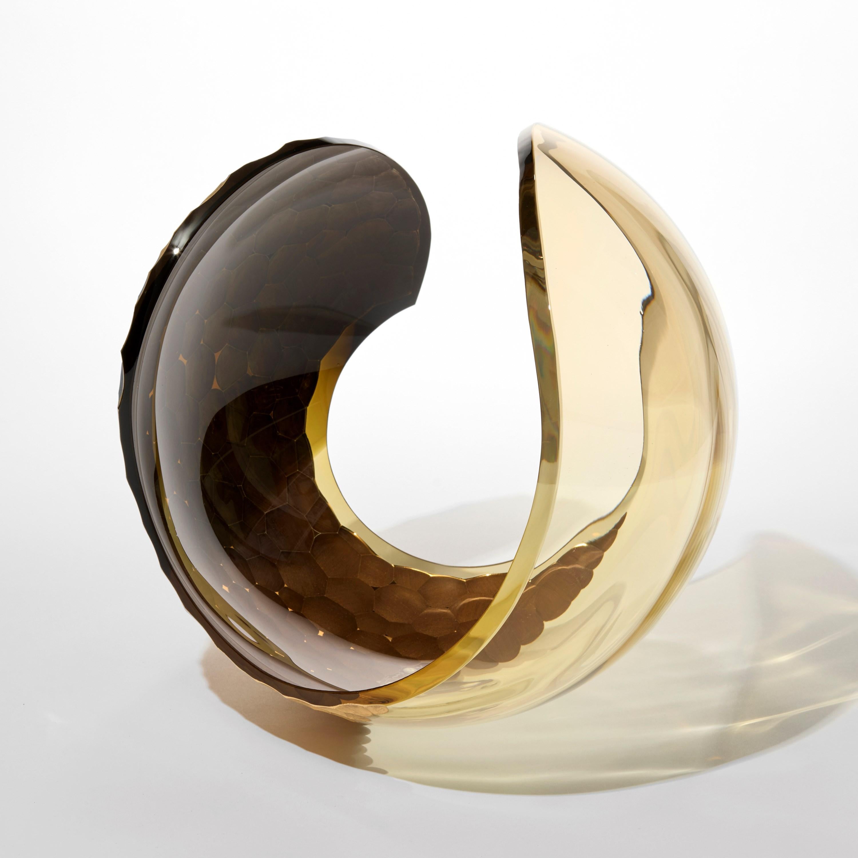 Hand-Crafted Planet in Cut Gold, a handblown glass & 23 carat sculpture by Lena Bergström For Sale