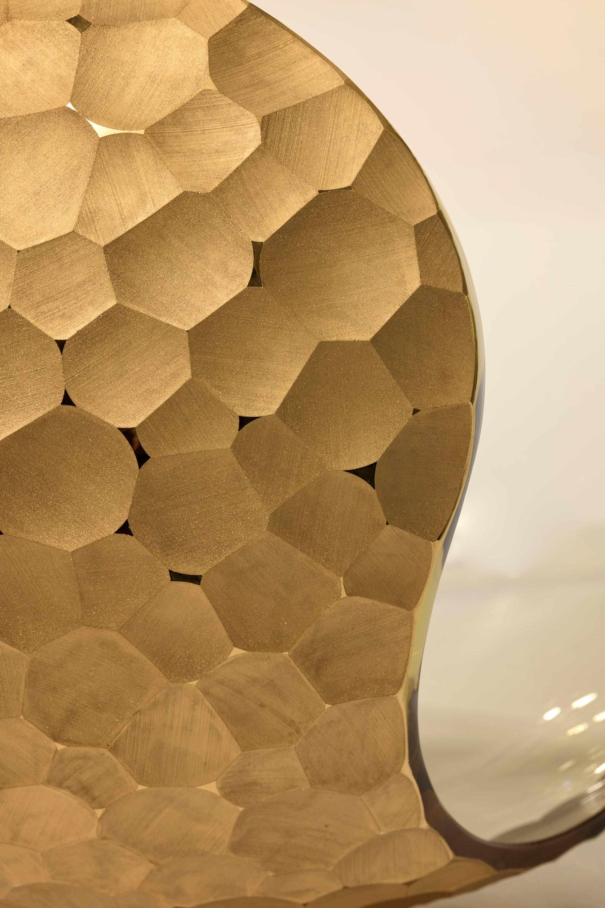 Planet in Cut Gold, a handblown glass & 23 carat sculpture by Lena Bergström In New Condition For Sale In London, GB