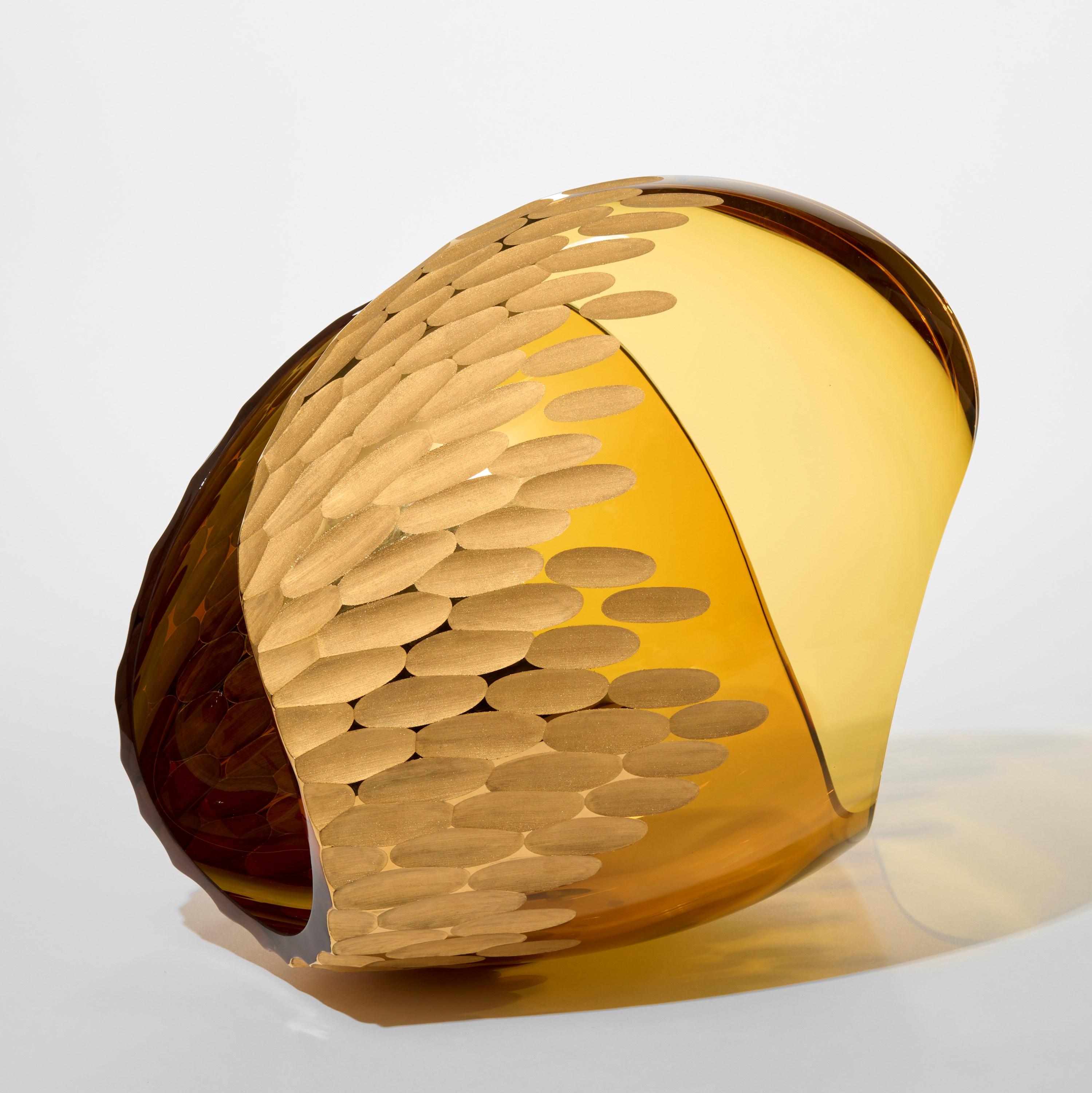 'Planet in Cut Gold & Amber' is a unique artwork by the Swedish artist and designer, Lena Bergström. It is from an ongoing collection of works called 'Planets', which Bergström has revisited several times throughout her extensive and highly revered
