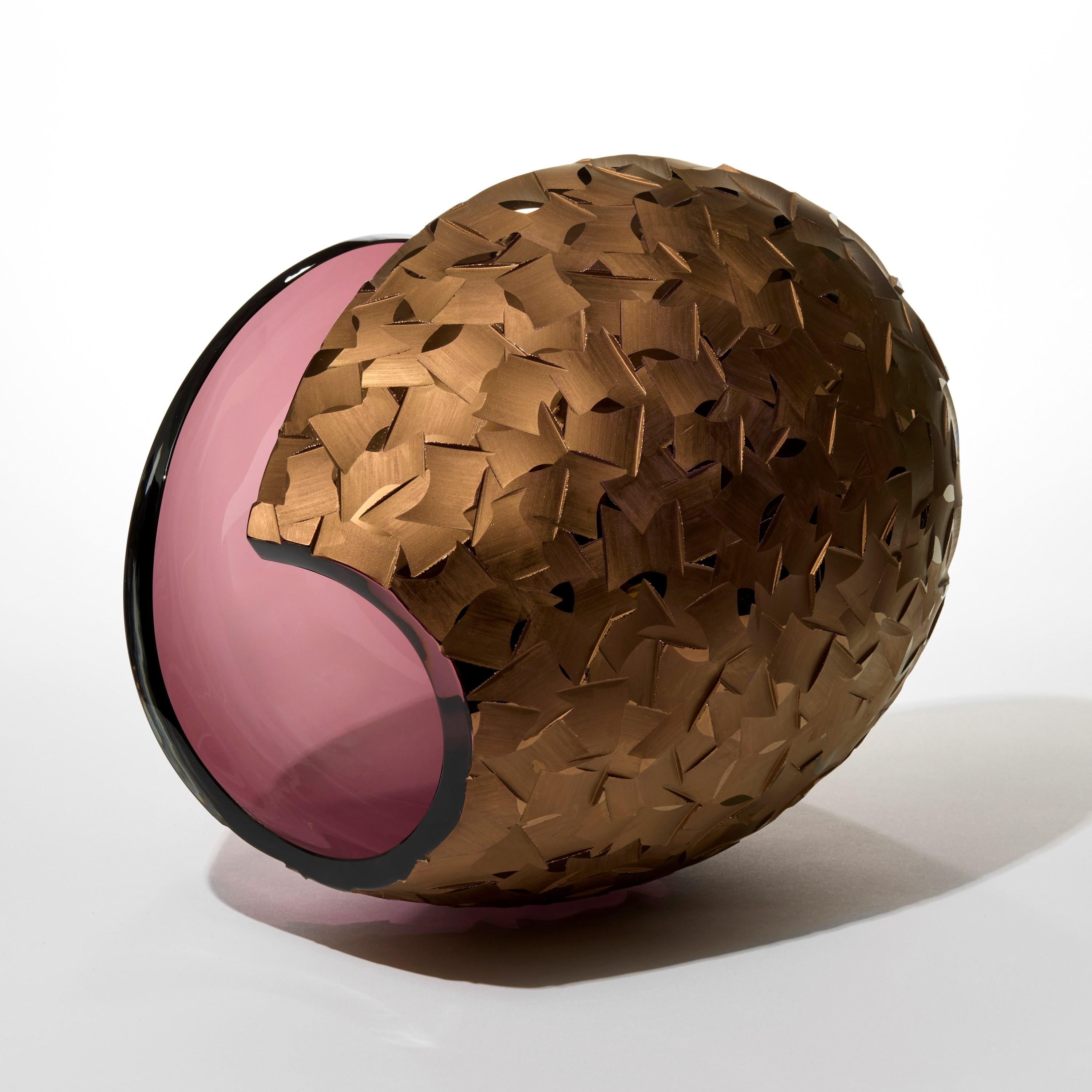 'Planet in Faceted Gold & Aubergine' is a unique artwork by the Swedish artist and designer, Lena Bergström. It is from an ongoing collection of works called 'Planets', which Bergström has revisited several times throughout her extensive and highly