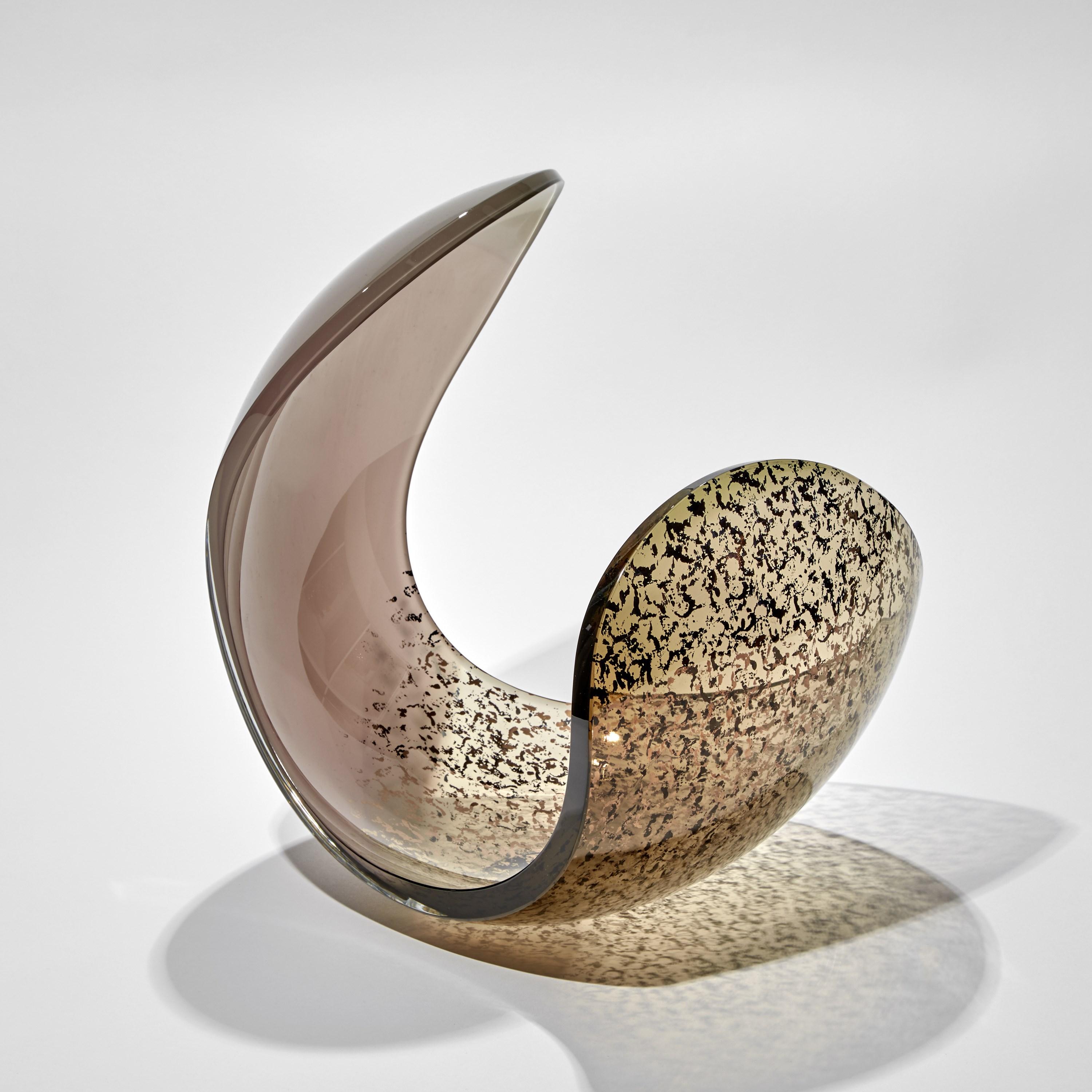 Swedish Planet in Pink, Brown & Gold, a Glass Sculpture & Centrepiece by Lena Bergström For Sale