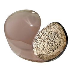 Planeta rosa, marrón y dorado, escultura y centro de mesa de cristal de Lena Bergström