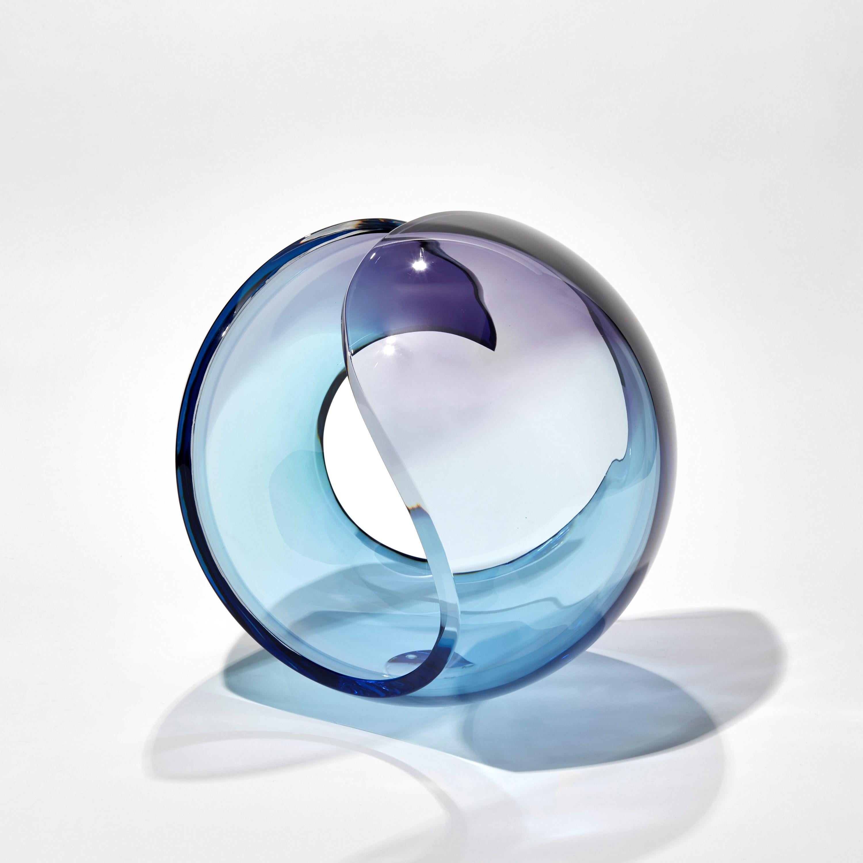 Organic Modern  Planet in Turquoise & Purple, an Abstract Glass Centrepiece by Lena Bergström For Sale