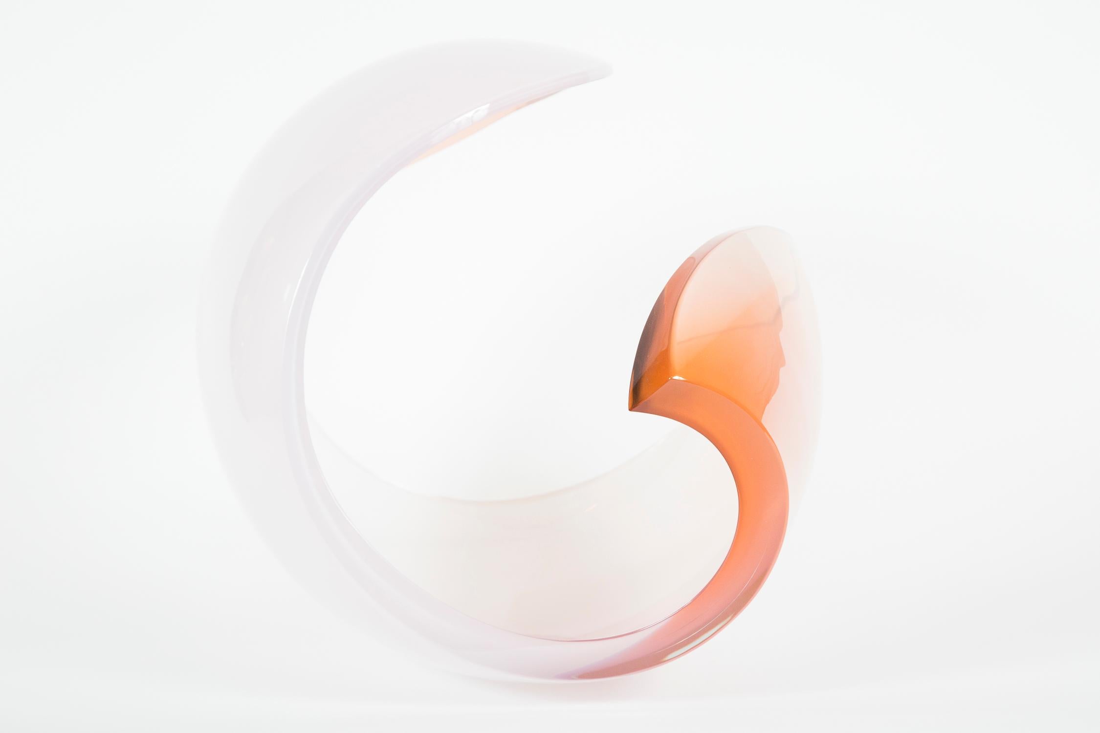 Swedish Planet in White & Apricot glass sculpture and centrepiece by Lena Bergstrom