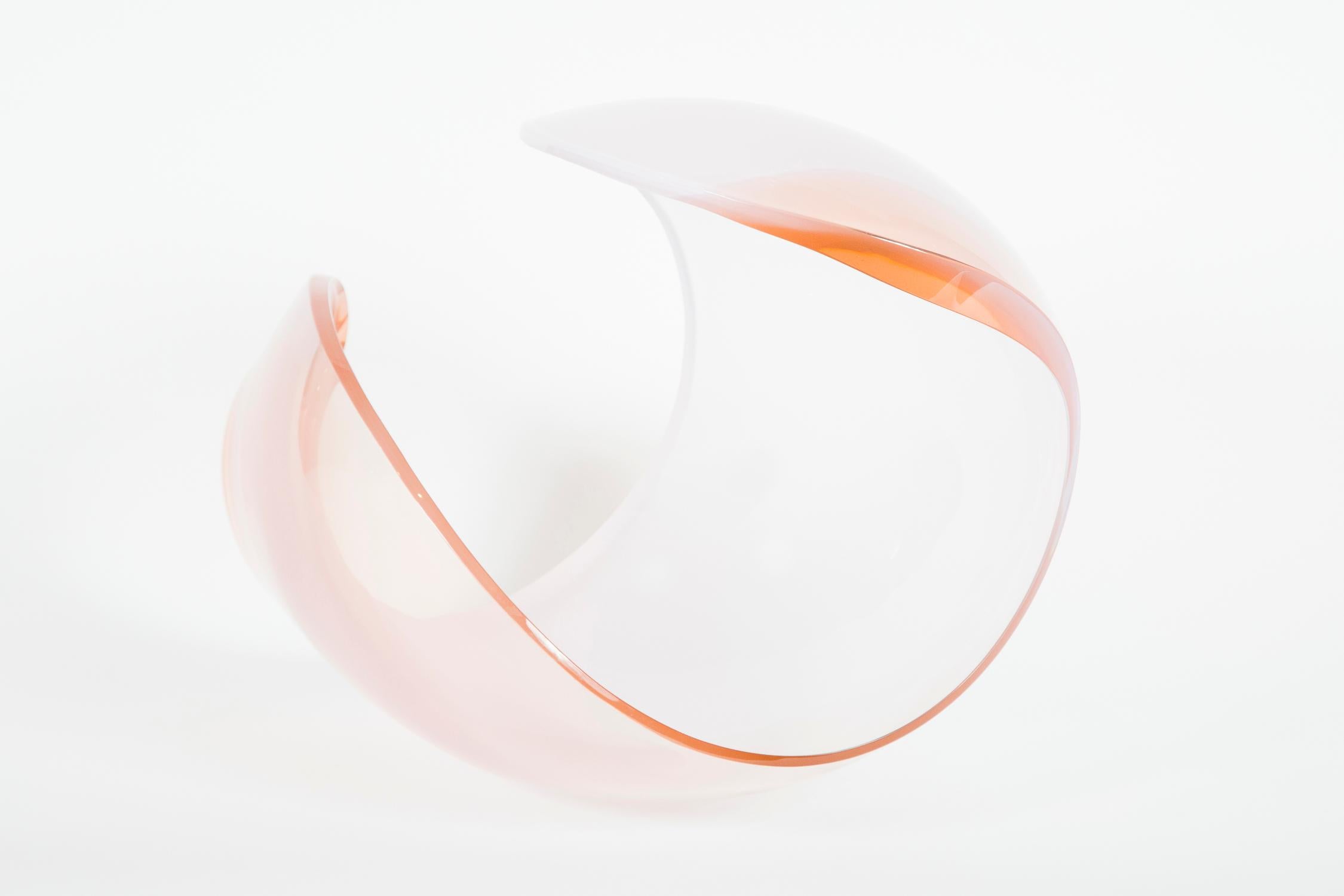 Art Glass Planet in White & Apricot glass sculpture and centrepiece by Lena Bergstrom