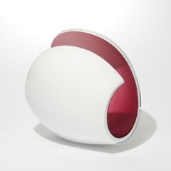 Planet in White & Cerise, a sculptural glass centrepiece by Lena Bergström