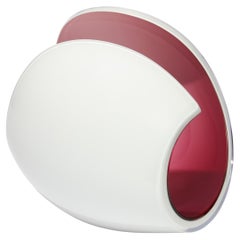 Planet in White & Cerise, a sculptural glass centrepiece by Lena Bergström
