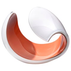Planet in White and Peach, a Unique Art Glass Sculpture by Lena Bergström