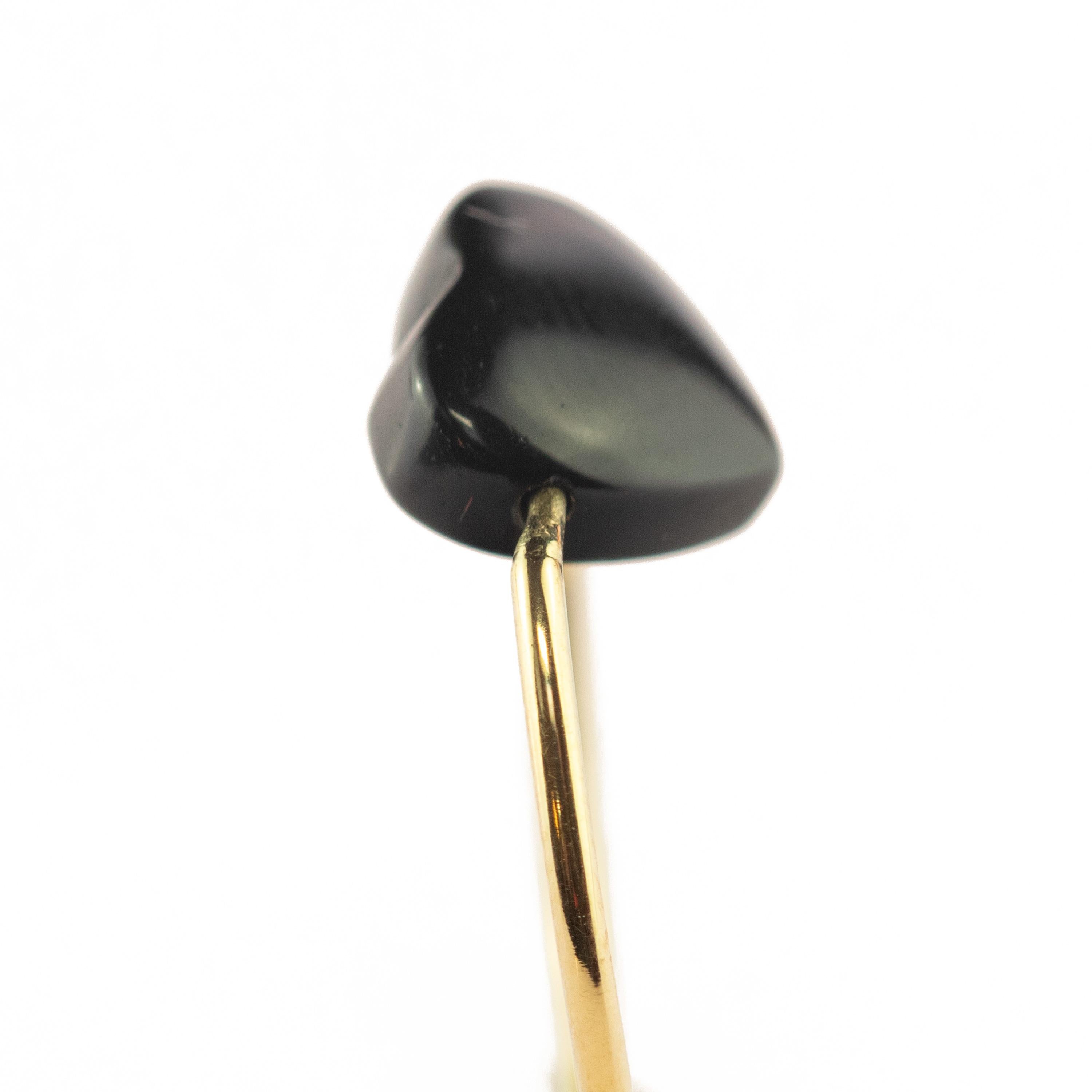 Planet Love: 18 Karat Gelbgold Boho-Ring mit schwarzem Achat und Bergkristall Herz im Angebot 7