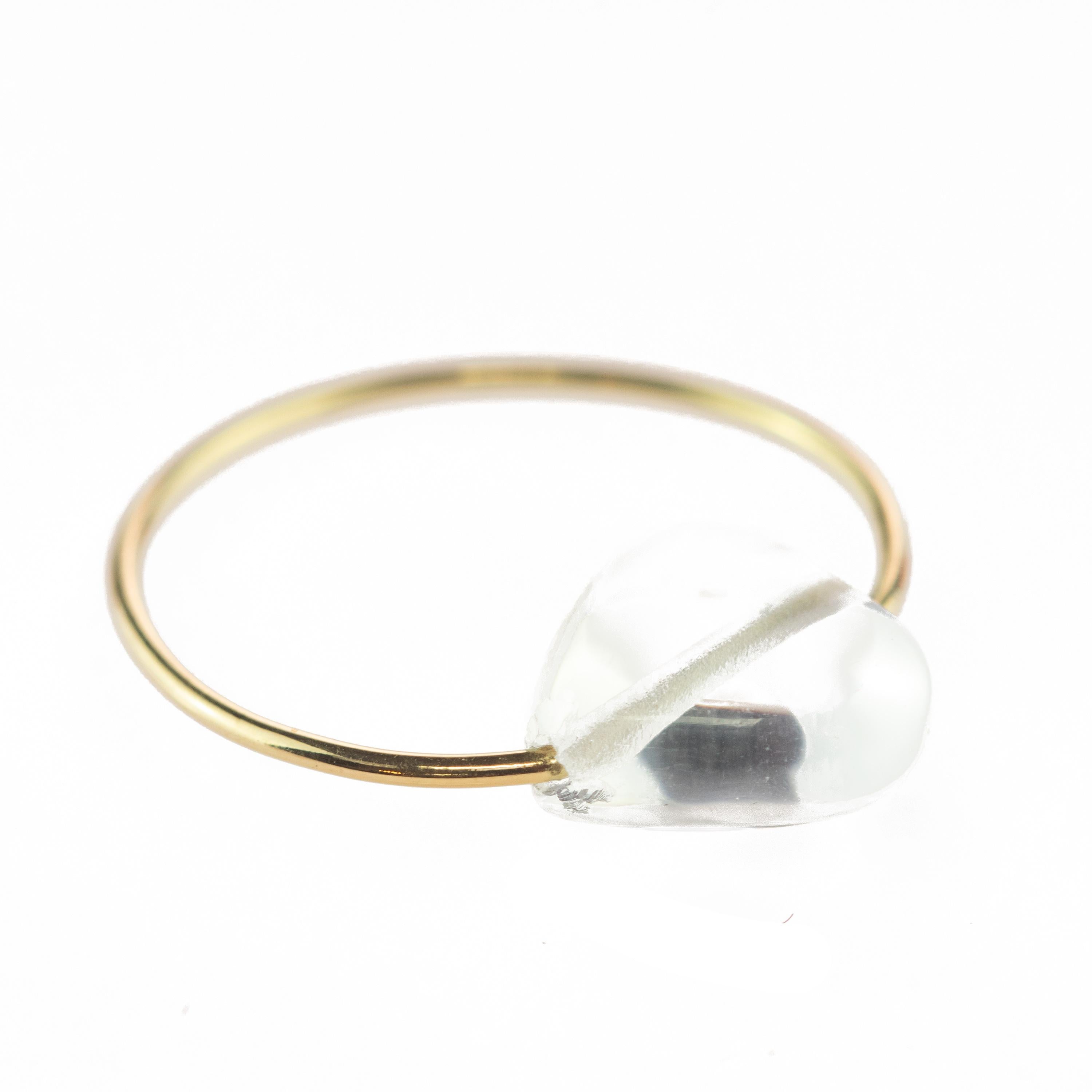 Planet Love: 18 Karat Gelbgold Boho-Ring mit schwarzem Achat und Bergkristall Herz im Angebot 8