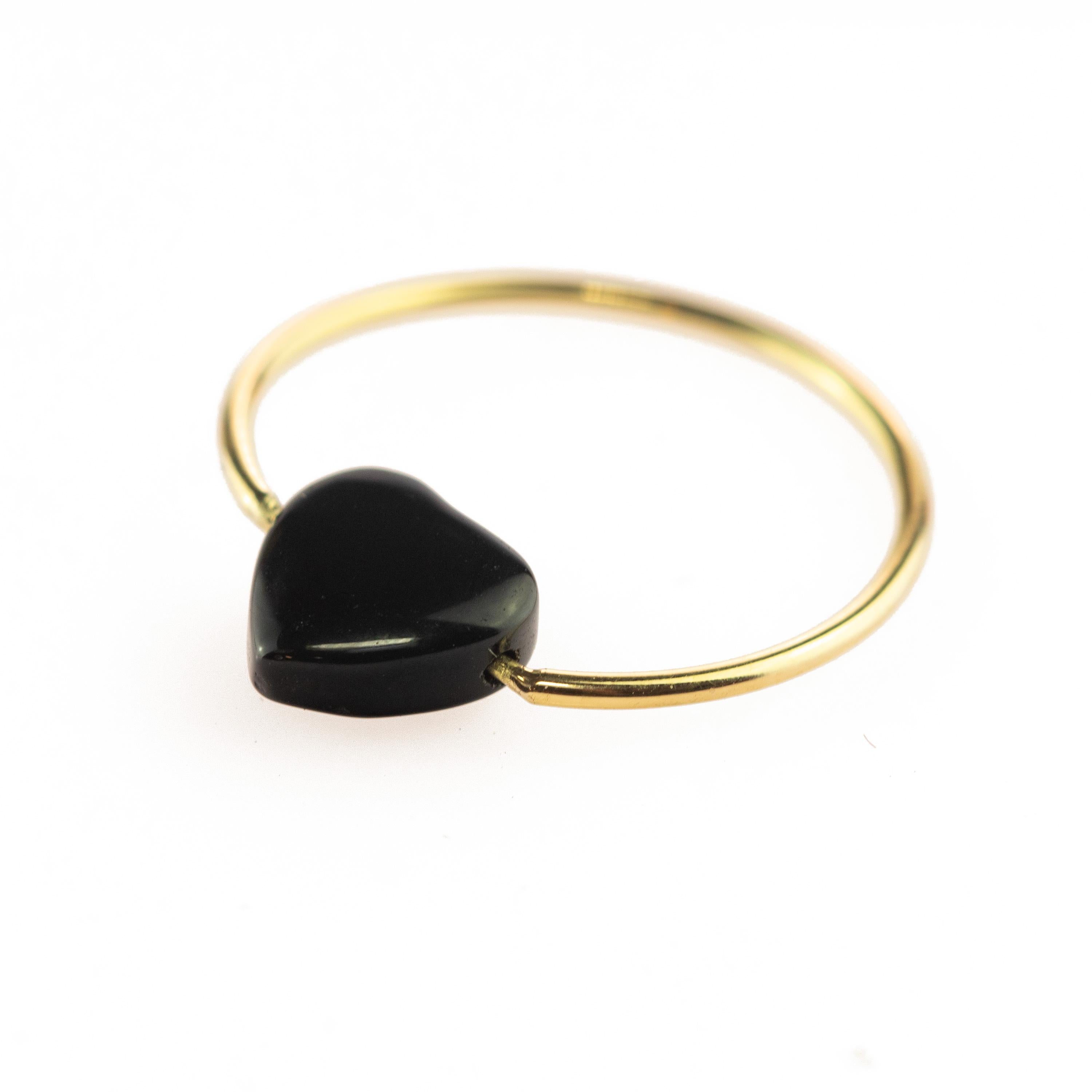 Planet Love: 18 Karat Gelbgold Boho-Ring mit schwarzem Achat und Bergkristall Herz im Angebot 9