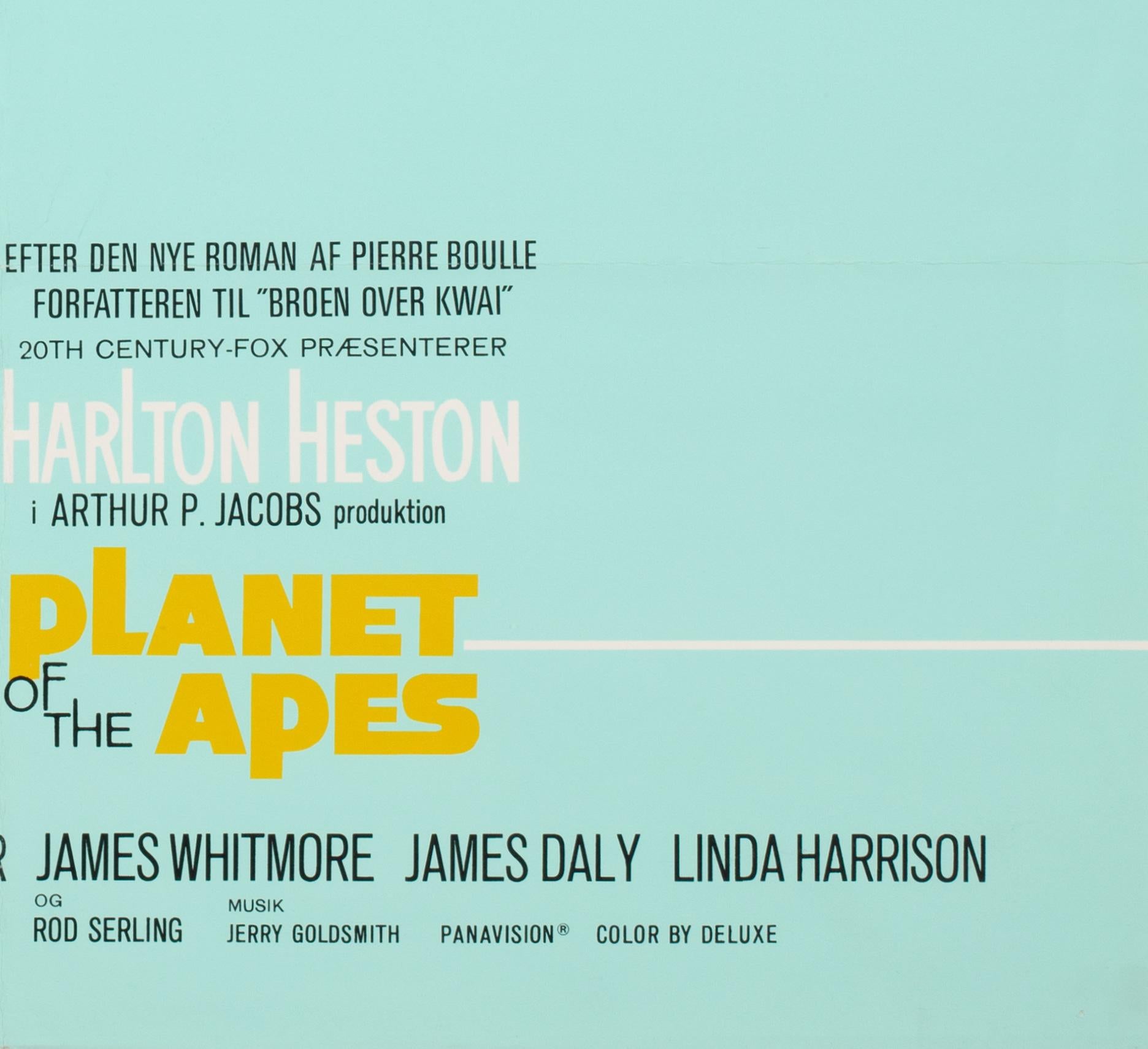 Affiche du film danois PLANET OF THE APES, 1968 en vente 1
