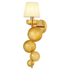 21st Century sconce 1 arm Amber Murano Glass Organza Lampshade by Multiforme