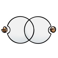 Planetaria Double Mirror, Powder Coated Steel and Mirrored Glass, by Lara Bohinc