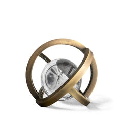 Planetaria Globe Table Lamp Large, Dark Brass Frame, Glass Sphere, Lara Bohinc