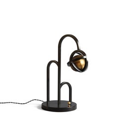 Planetaria Table Lamp, Black Frame and Brass Sphere by Lara Bohinc, In Stock
