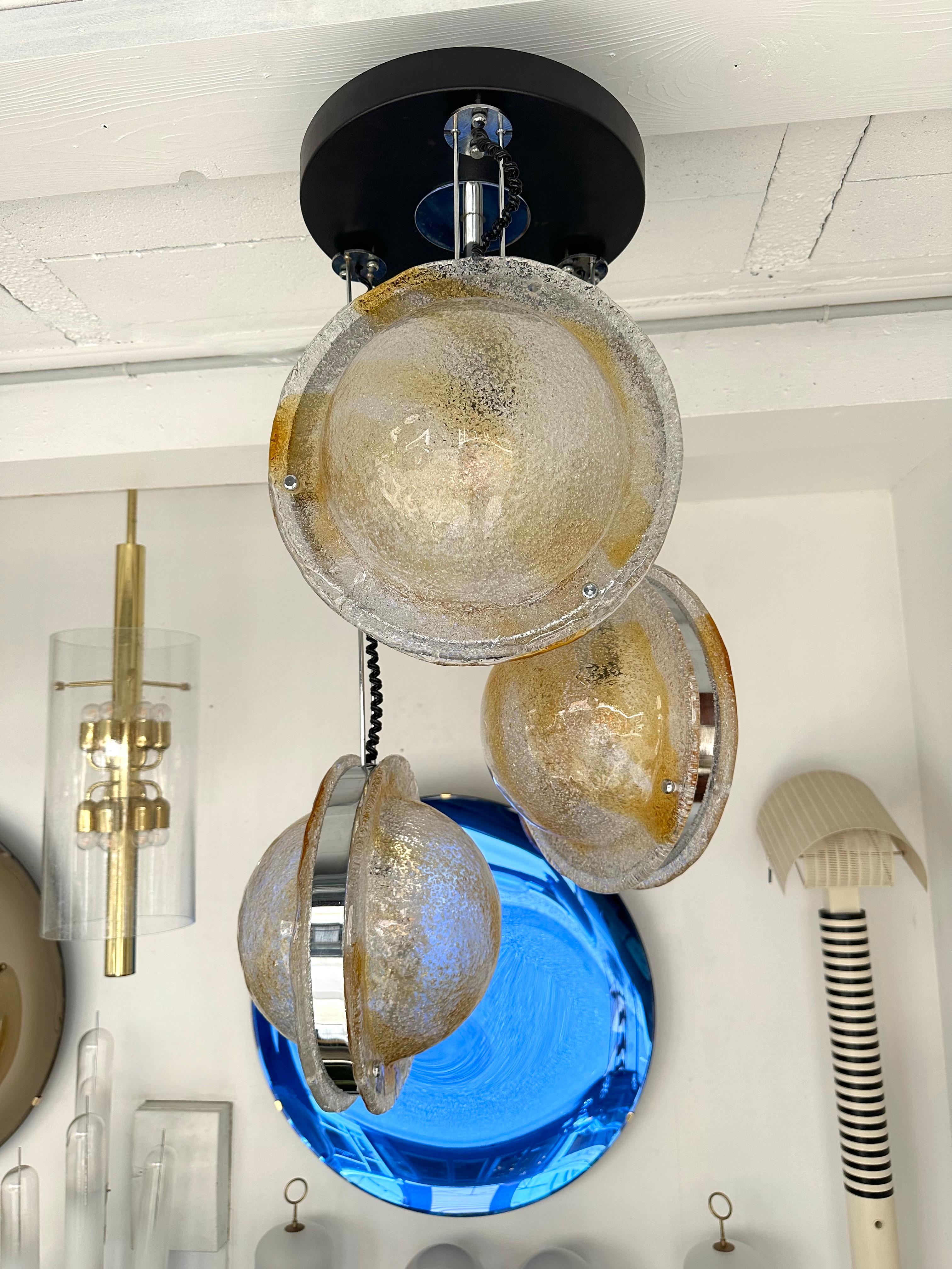 Planetarium Chandelier Amber Murano Glass and Metal by VeArt, Italy, 1970s For Sale 10