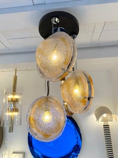 Planetarium Chandelier Amber Murano Glass and Metal by VeArt, Italy, 1970s