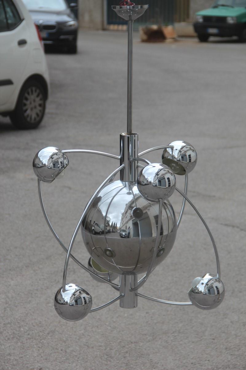 Planetary Universe Sun Chandelier Chromed Italian Design 1970 Planets Reggiani 4