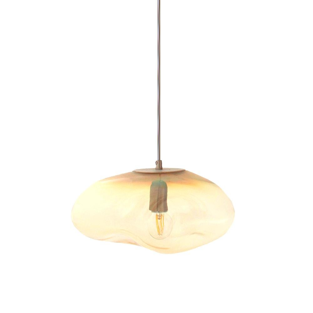 Planetoide Airisi amber iridescent pendant by Eloa
No UL listed 
Material: glass, steel, silver, LED bulb
Dimensions: D30 x W30 x H250 cm
Also available in different colours and dimensions.

All our lamps can be wired according to each country. If