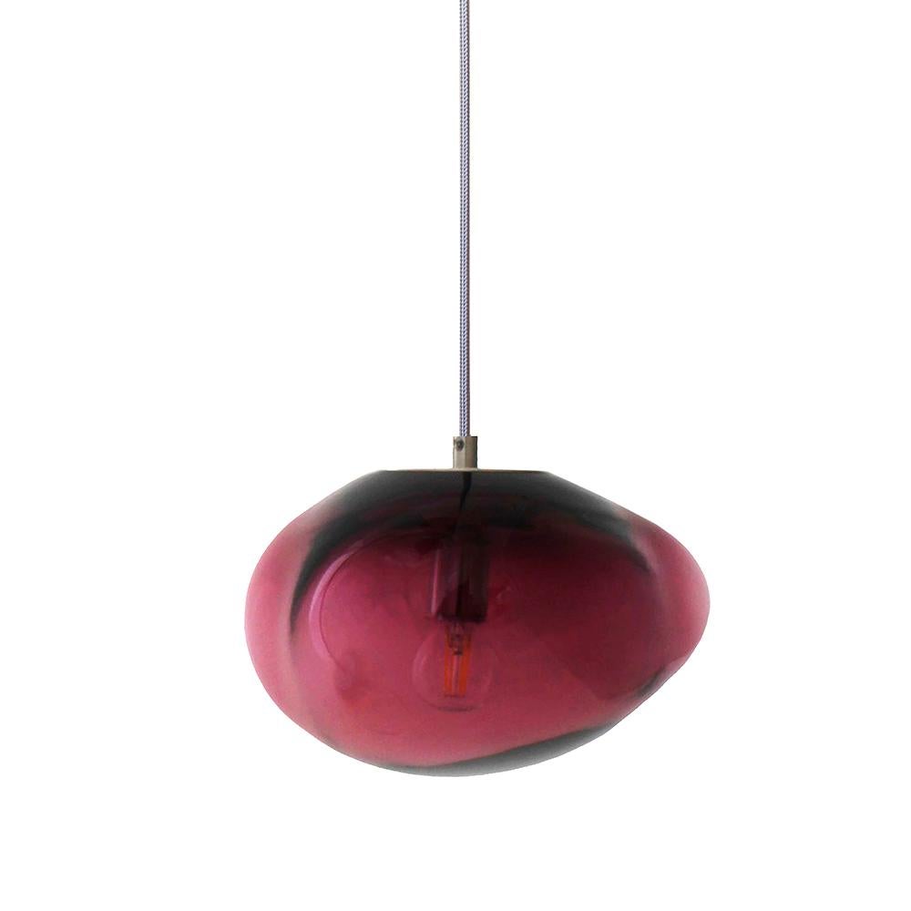 Planetoide Amor red pendant by Eloa
No UL listed 
Material: glass, steel, silver, LED Bulb
Dimensions: D30 x W30 x H250 cm
Also available in different colours and dimensions.

All our lamps can be wired according to each country. If sold to the USA