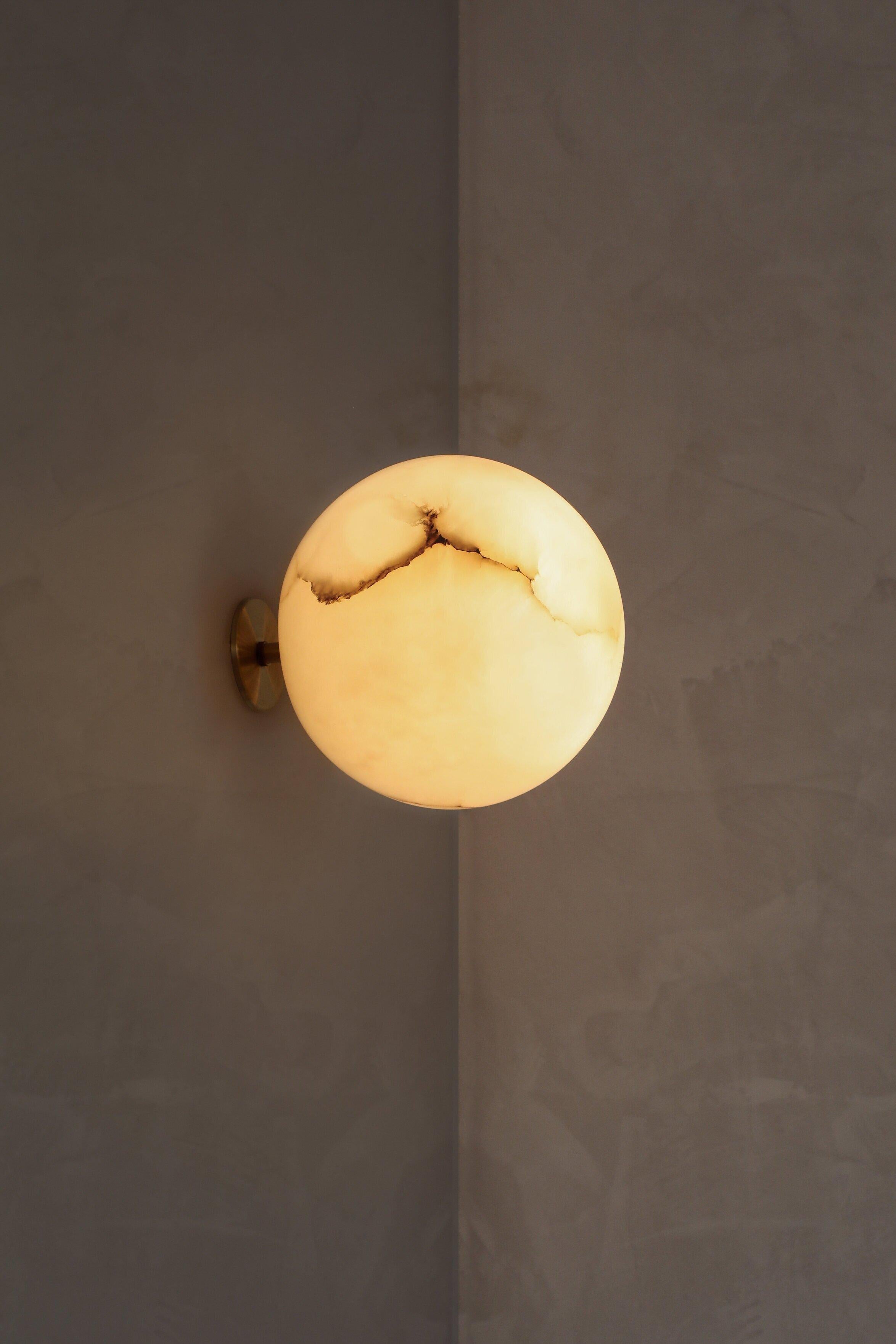 Spanish Planette Wall 16.5 Alabaster Wall Light by Contain For Sale