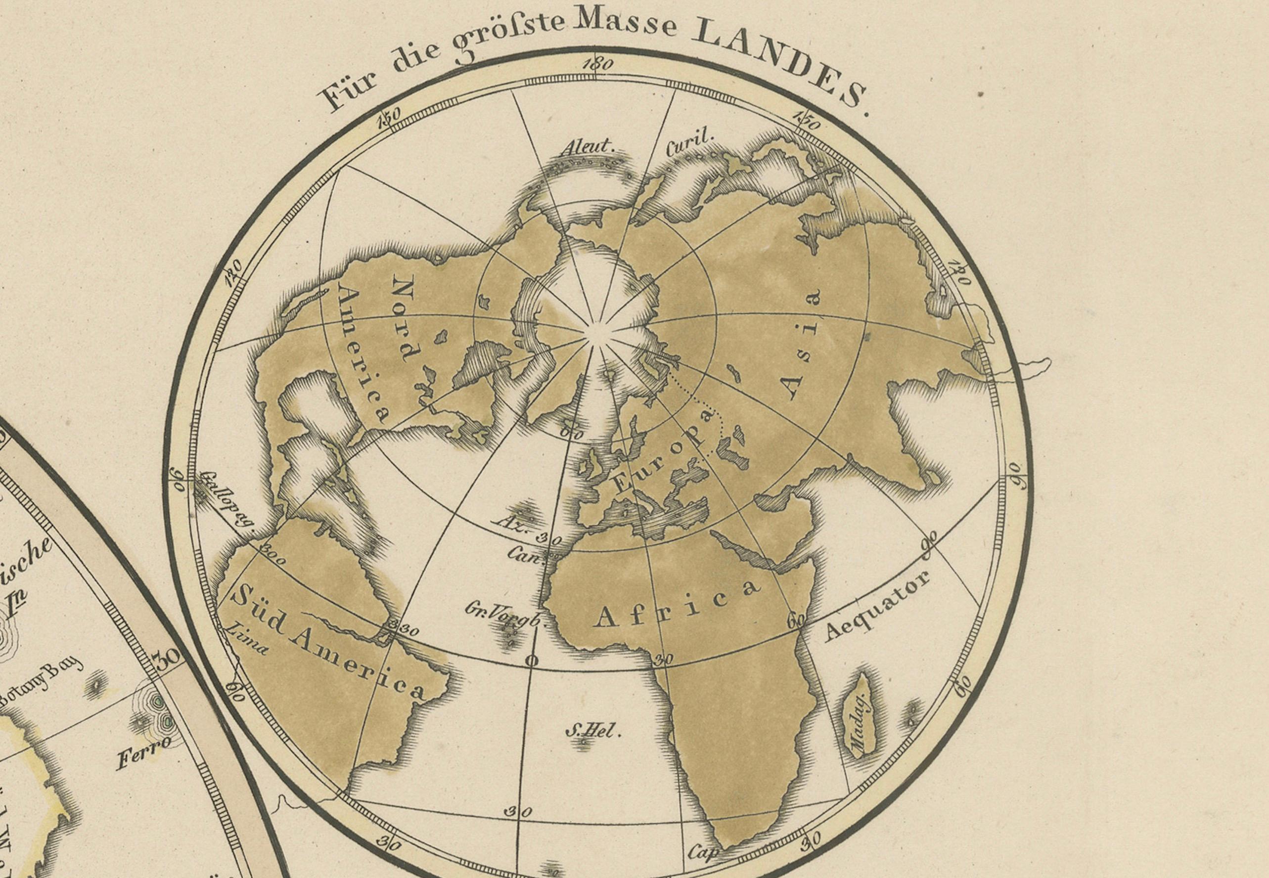 Inciso Planiglob degli Antipodi - Mappa a proiezione globale unica 1857 in vendita