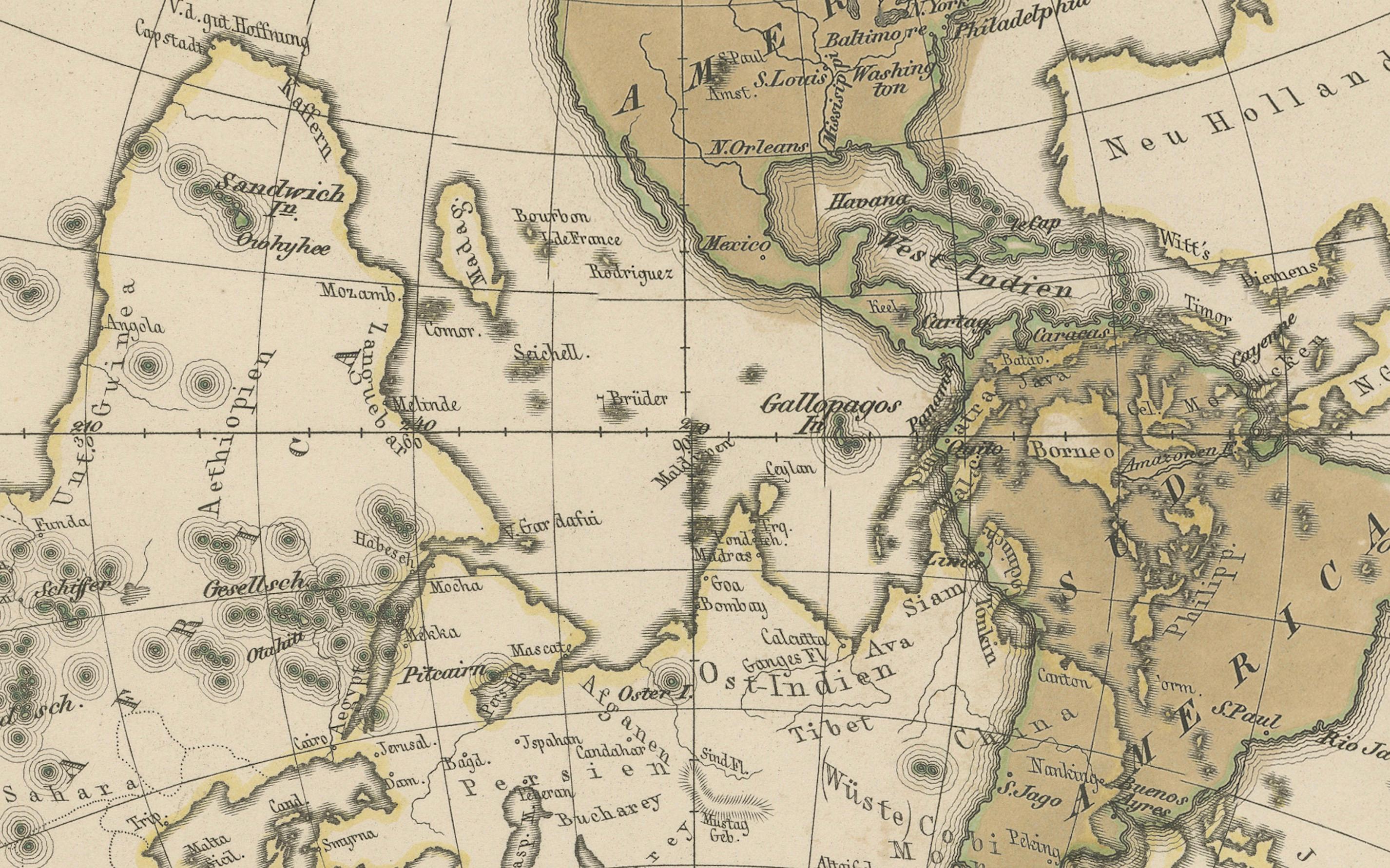 Planiglob degli Antipodi - Mappa a proiezione globale unica 1857 in vendita 2
