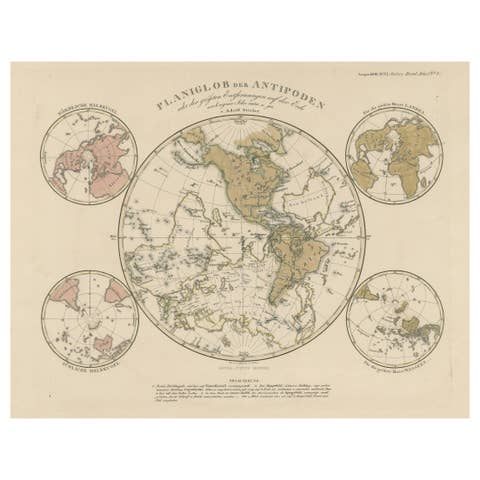 Planiglob of the Antipodes – Unique Global Projection Map 1857
