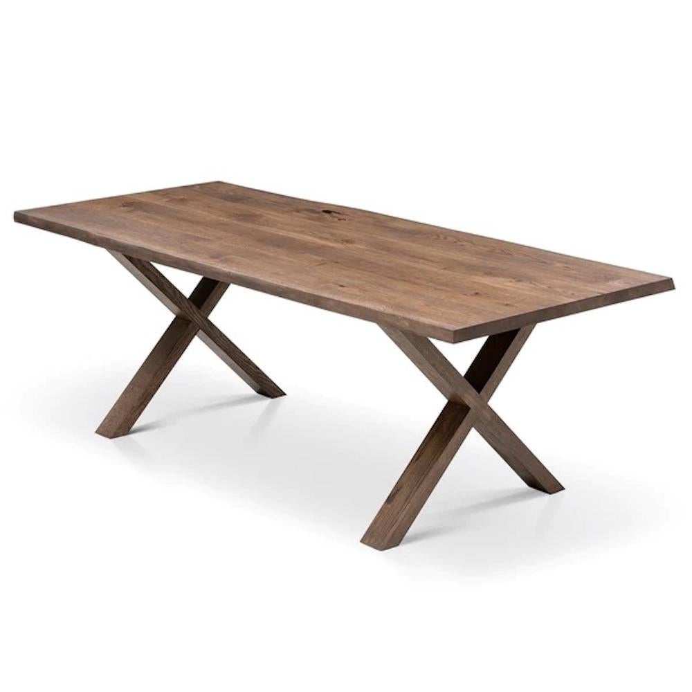 Plank Dining Table, Solid Oak, Chocolate For Sale 3