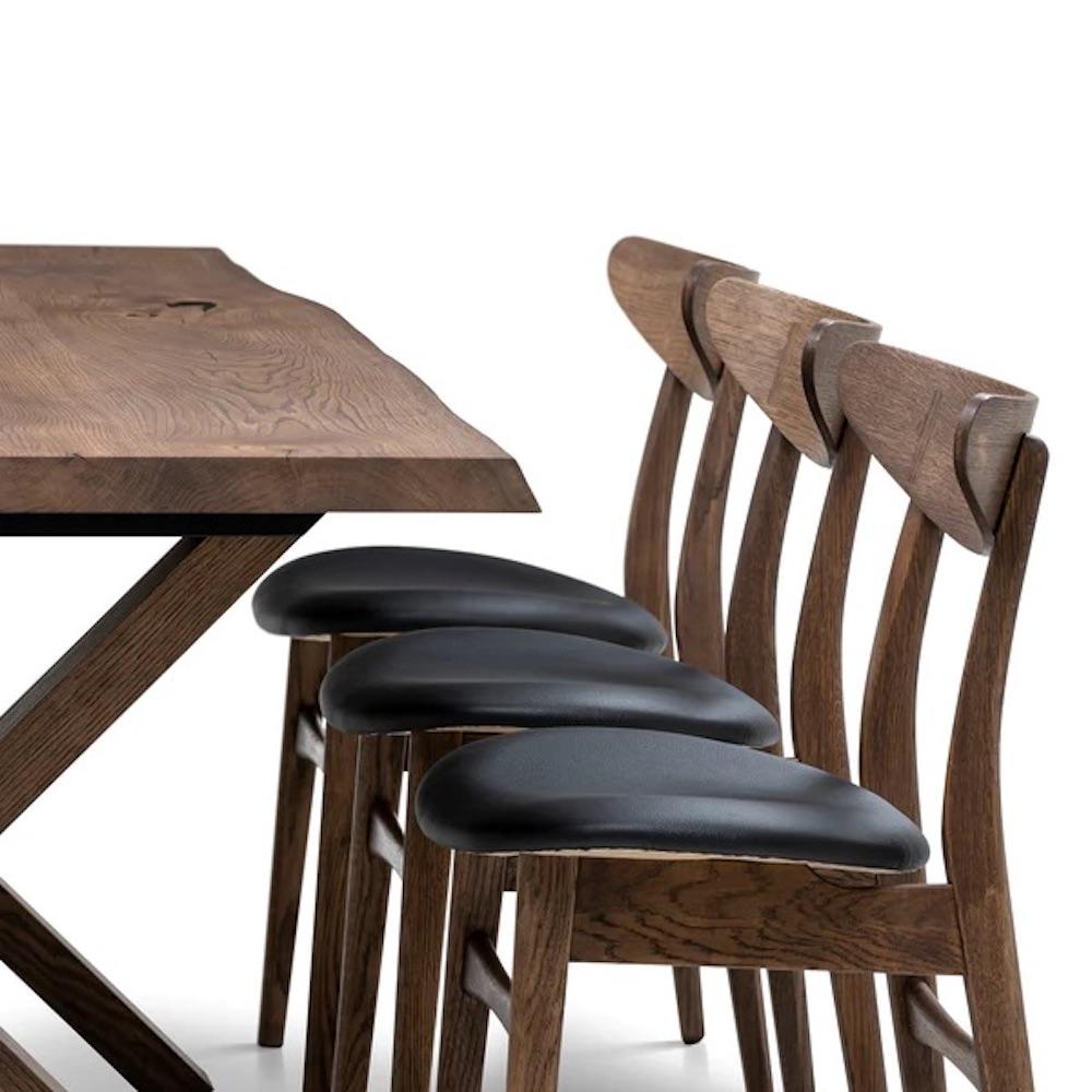 Plank Dining Table, Solid Oak, Chocolate For Sale 4