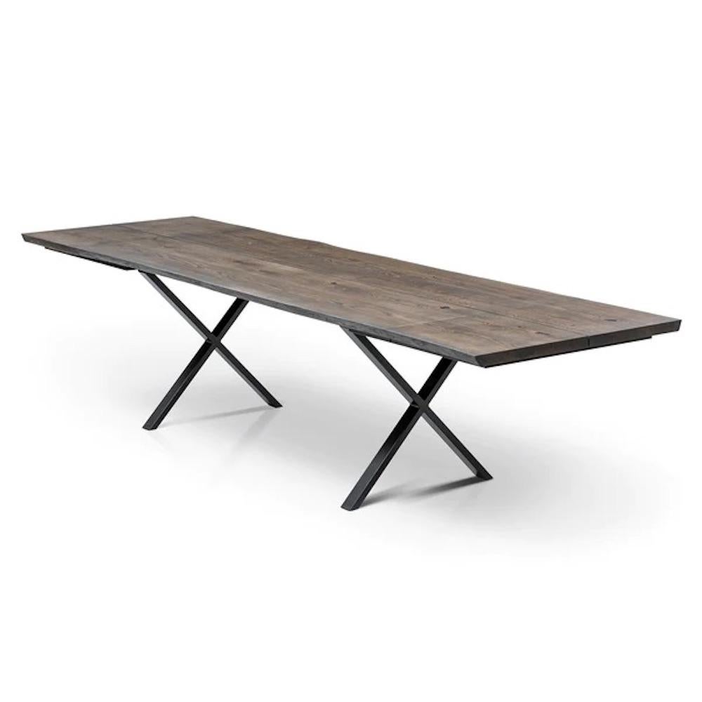 Plank Dining Table, Solid Oak, Chocolate For Sale 6