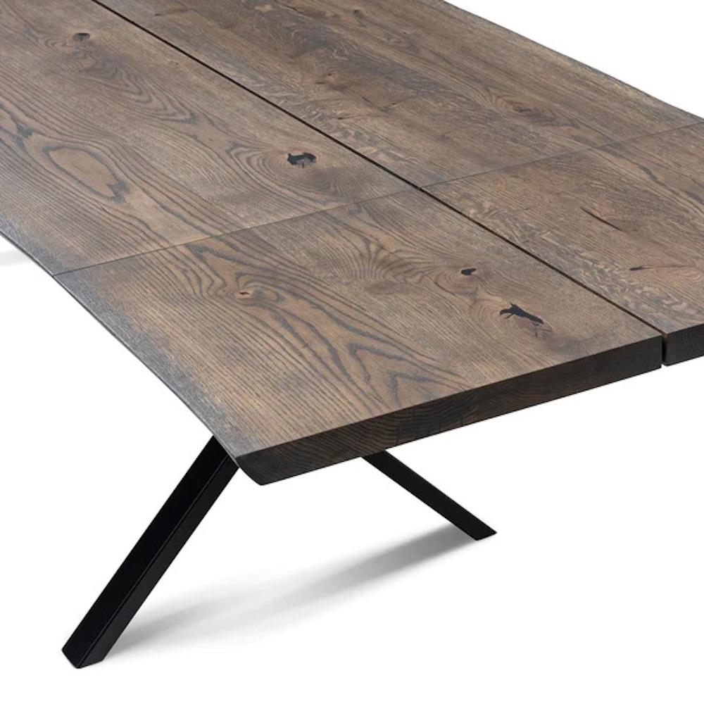 Plank Dining Table, Solid Oak, Chocolate For Sale 7