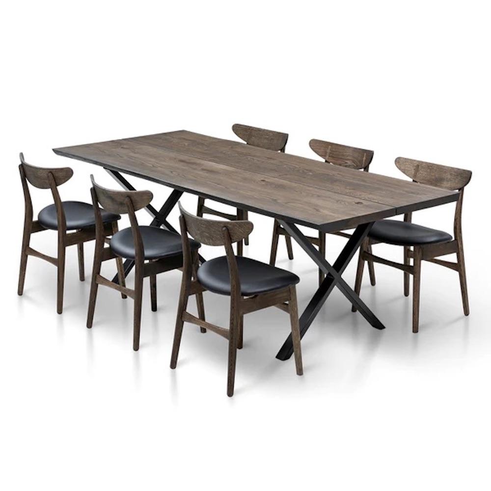 Plank Dining Table, Solid Oak, Chocolate For Sale 11